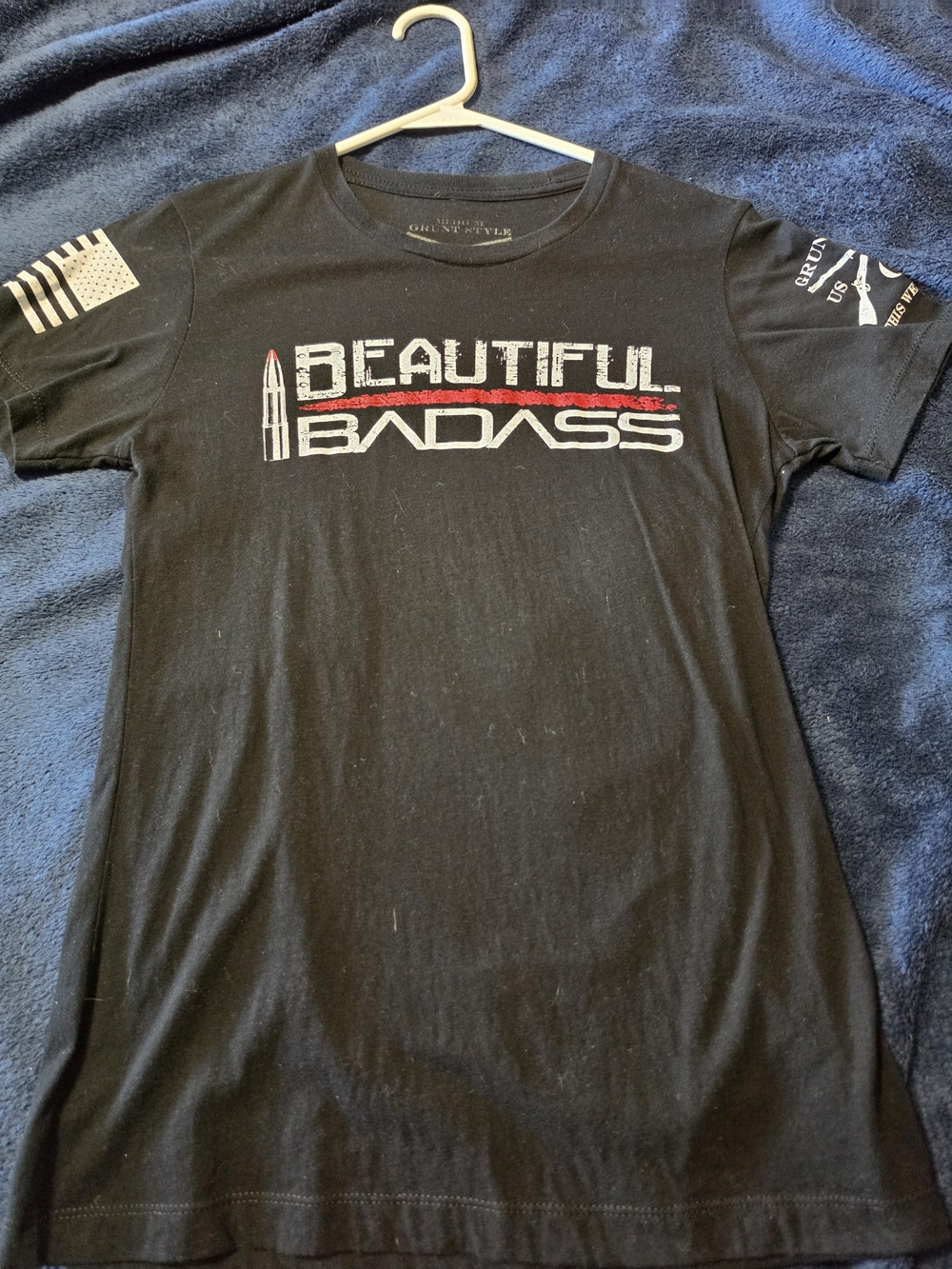 Grunt Style Black "Beautiful Badass" Graphic Tee with Red Accent